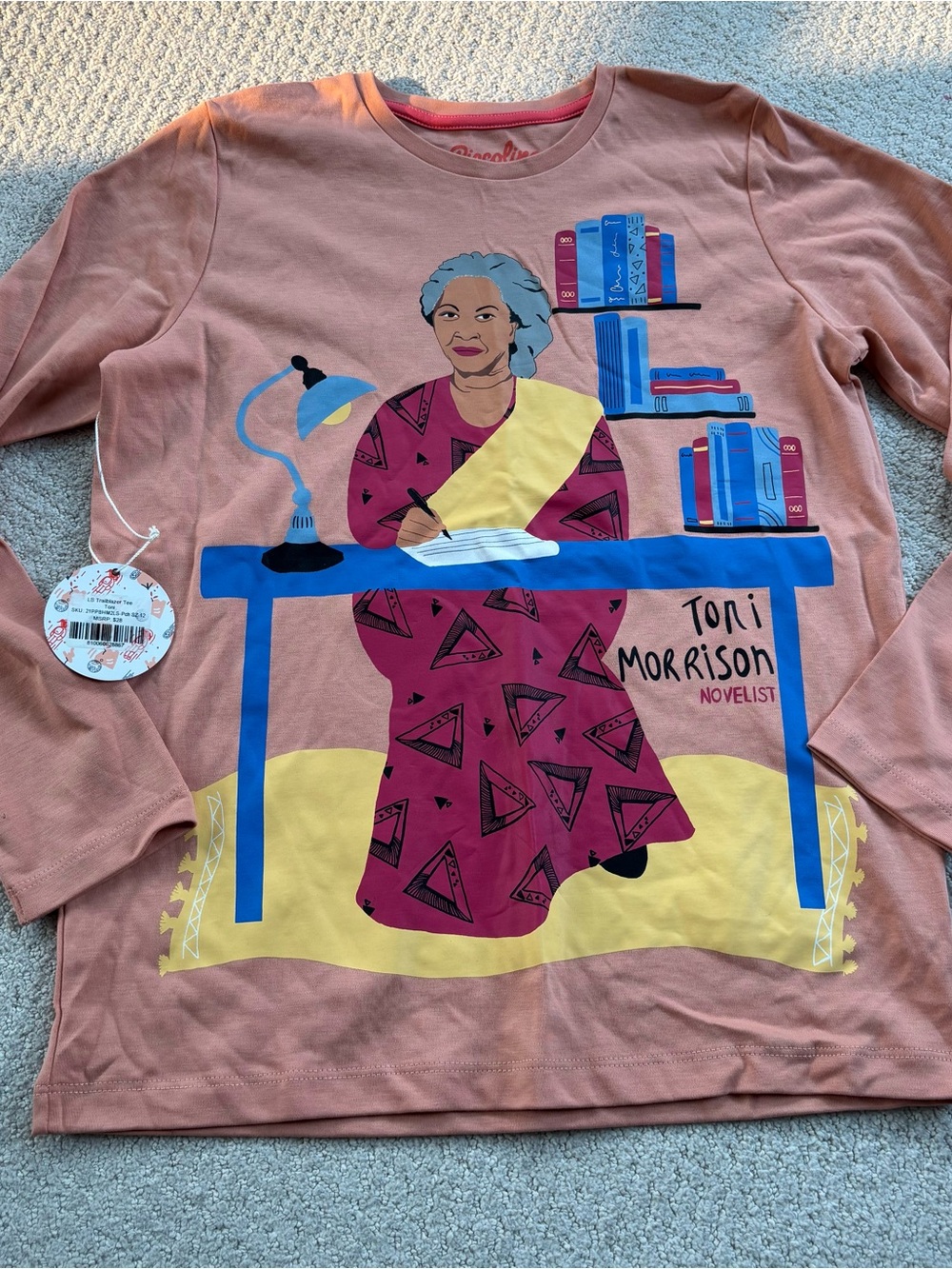 Piccolina trailblazer Toni Morrison Graphic Long-Sleeve Top - Peach